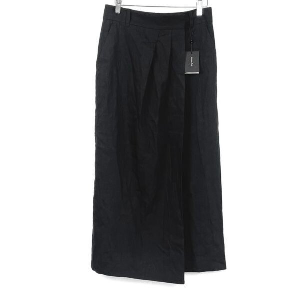 Massimo Dutti Black linen wrap pleated midi skirt  size XSmall - Picture 1 of 12
